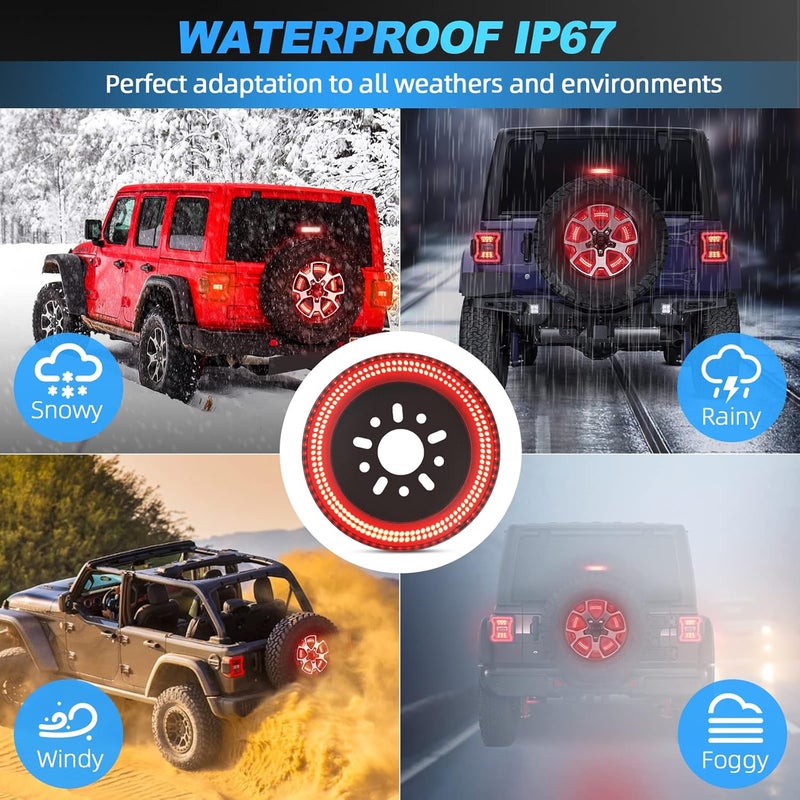 SUPAREE 3-Side Spare Tire Brake Light, 400PCS LED Wheel Light, Plug-N-Play 3rd Third Brake Light Fits for Jeep Wrangler 2018-2025 Wrangler JL JLU, Bright Red Light - Image 5